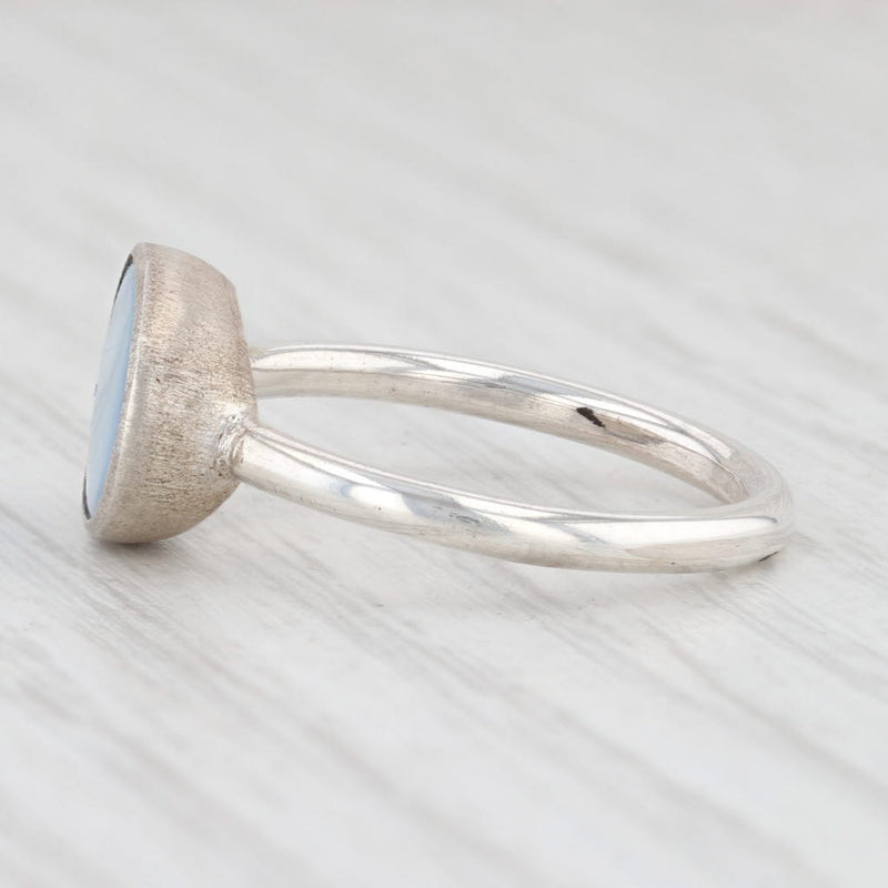 New Nina Nguyen Blue Opal Ring Sterling Silver Size 7 Oval Solitaire