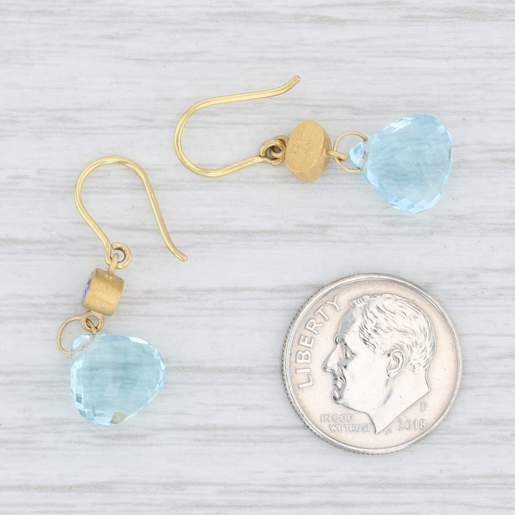 Light Gray Mallary Marks Briolette Aquamarine Tanzanite Earrings 22k 18k Gold Blue Stone