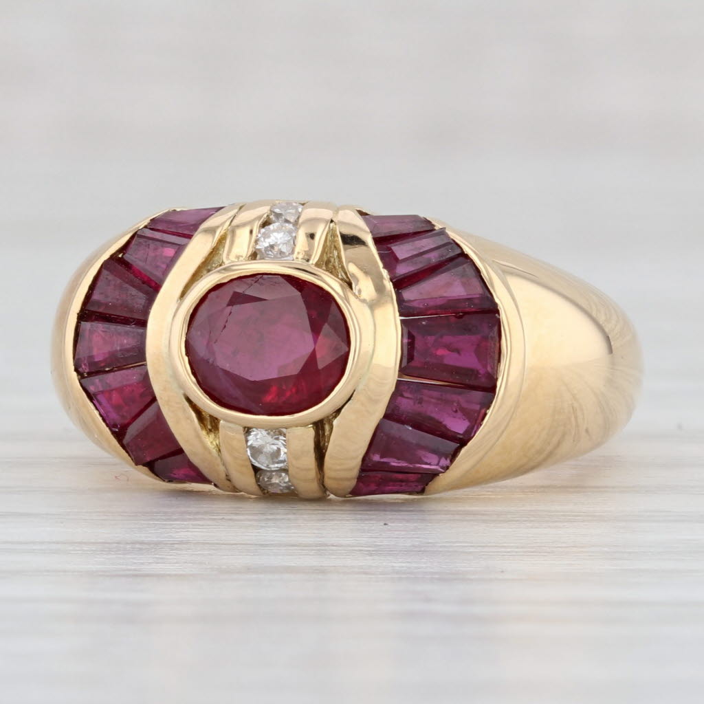 Light Gray 2.58ctw Oval Ruby Diamond Ring 18k Yellow Gold Size 6.75