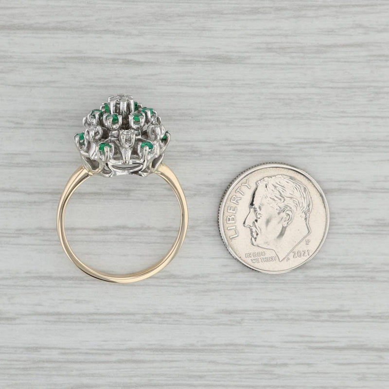 0.45ctw Diamond Emerald Cluster Ring 14k Gold Size 8.5 Cocktail