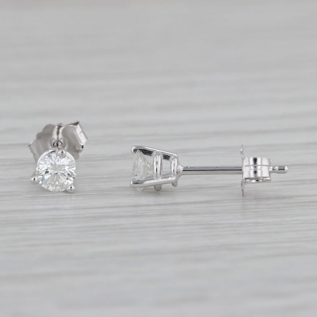 Gray New 0.31ctw Diamond Stud Earrings 14k White Gold Round Solitaire Studs