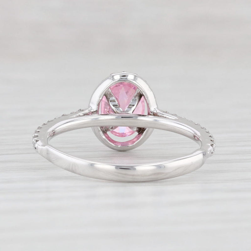 1.04ctw Oval Pink Ice Cubic Zirconia Halo Ring 14k White Gold Engagement Style
