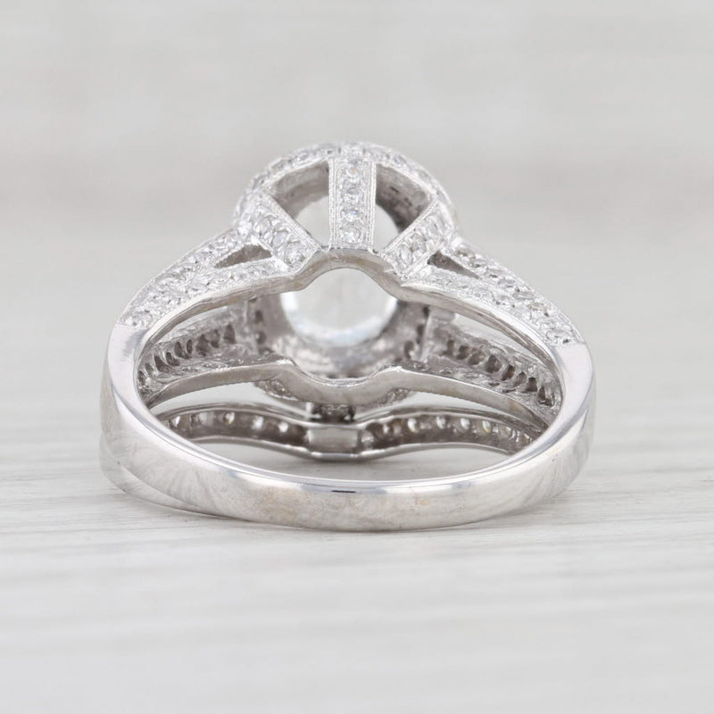 Light Gray 2.59ctw White Topaz Diamond Halo Engagement Ring Wedding Band Set 14k Gold