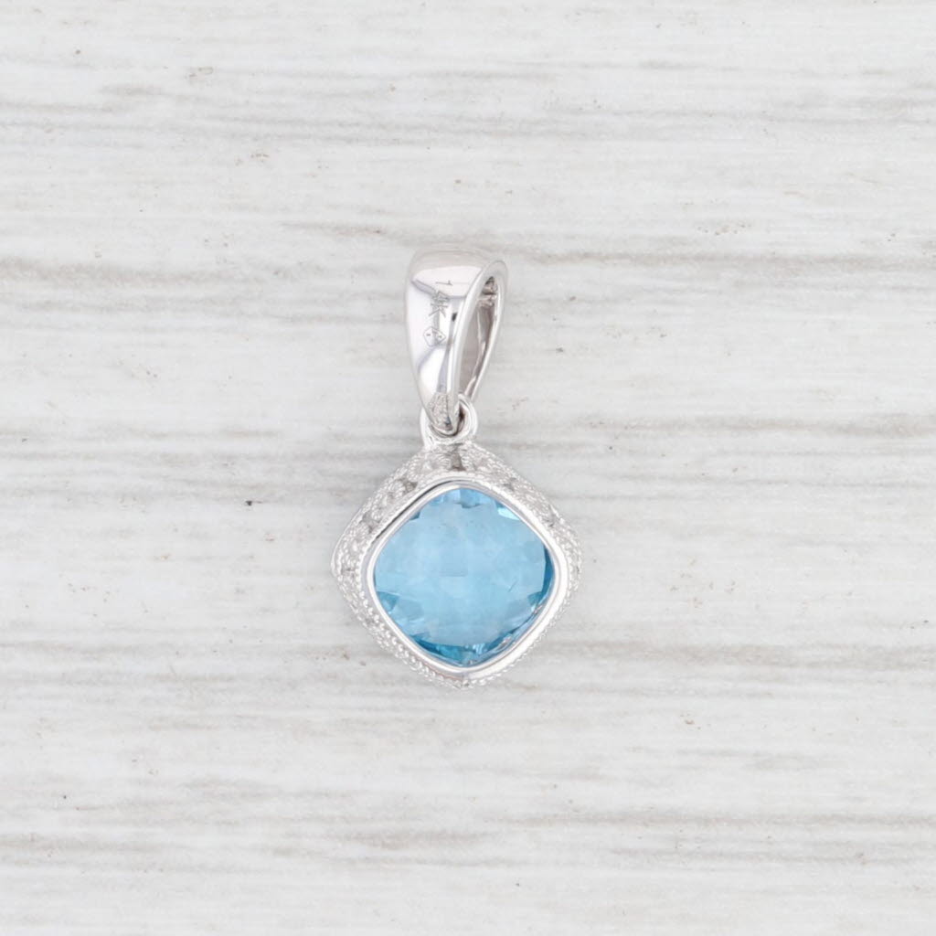 Light Gray New 1.15ct Blue Topaz Drop Pendant 14k White Gold Solitaire December Birthstone