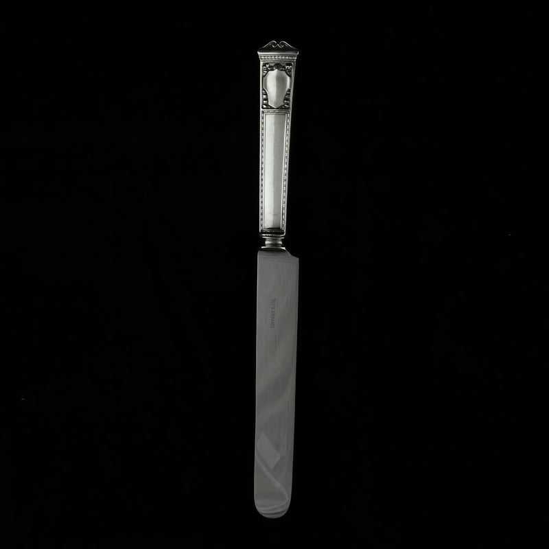 Black Tiffany San Lorenzo Hollow Handle Bolster Blunt Knife Sterling Silver 9 3/8"