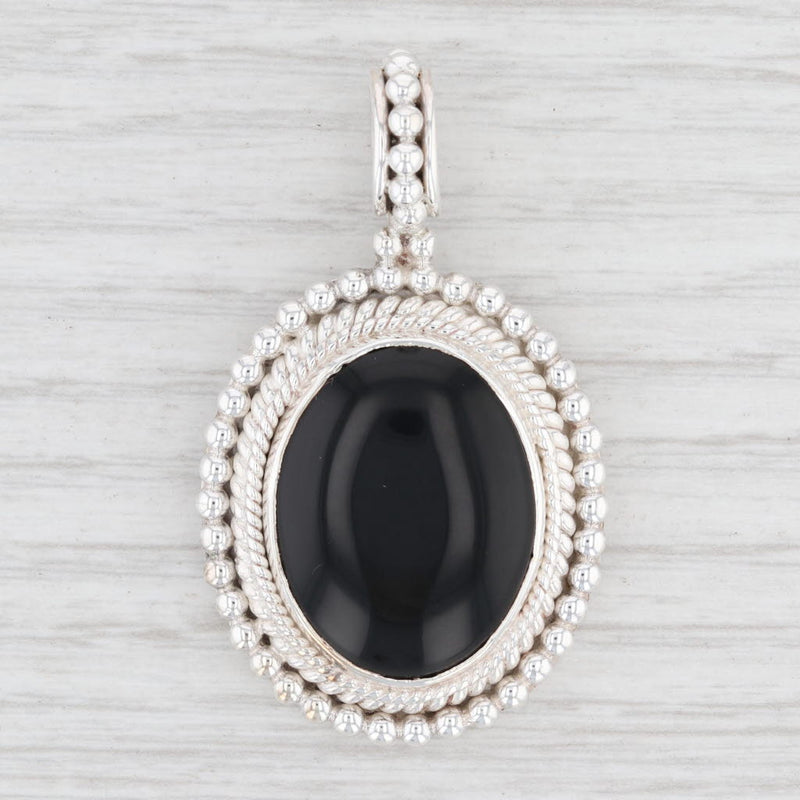 New Onyx Drop Pendant Sterling Silver 925 Oval Solitaire