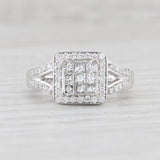 Light Gray 0.75ctw Princess Diamond Halo Engagement Ring 14k White Gold Size 5.75