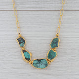 Gray New Nina Nguyen Turquoise Statement Necklace Sterling Gold Vermeil 21.5"