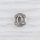 Light Gray New Authentic Pandora Vintage Q Charm 791861CZ Sterling Silver Letter "Q"