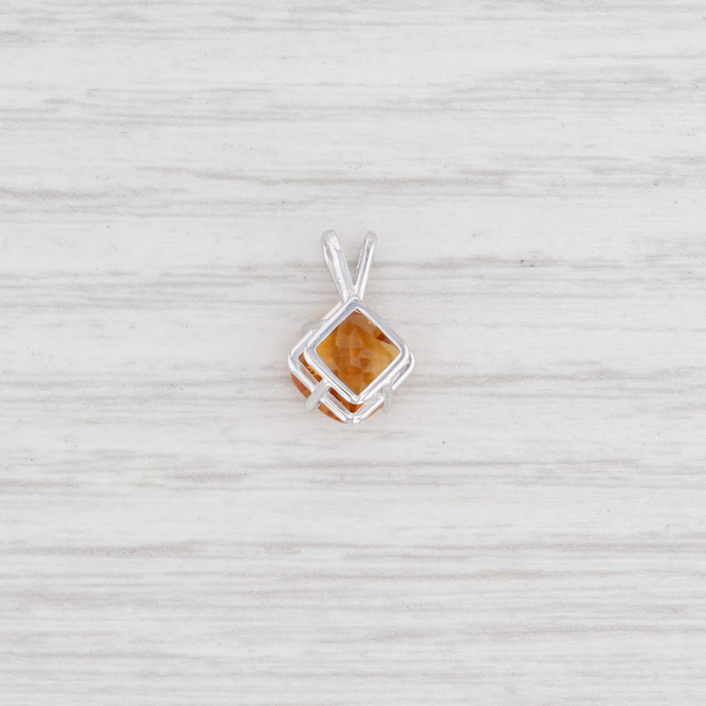 Light Gray New 1.47ct Citrine Drop Pendant 14k Gold Cushion Solitaire November Birthstone