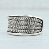 Italian Scalloped Mesh Ring Sterling Silver Size 6.75 Statement Band
