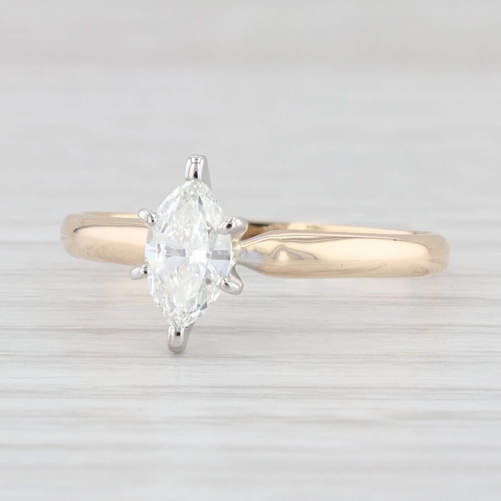 Light Gray 0.46ct VS2 Marquise Diamond Solitaire Engagement Ring 14k Gold Size 6.5