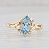 Light Gray 1.15ctw Marquise Aquamarine Diamond Bypass Ring 14k Yellow Gold Size 6.75