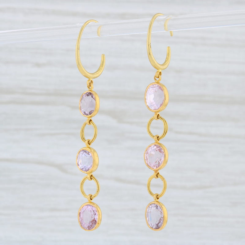 Light Gray Marie Helene de Taillac Pink Spinel Earrings 22k Yellow Gold Pierced Dangle