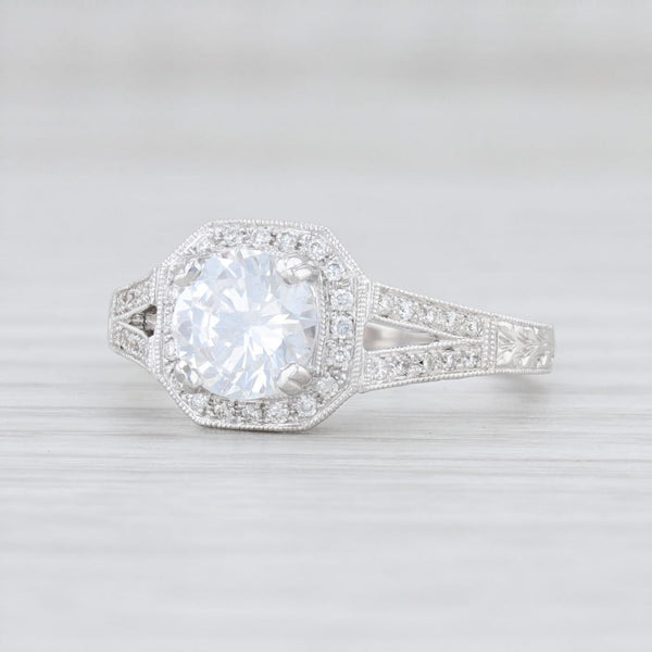 Light Gray New Beverley K Semi Mount Diamond Halo Engagement Ring 18k Gold Size 6.5 Round