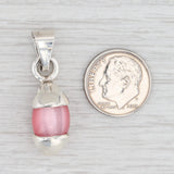 Light Gray New Pink Optical Glass Drop Pendant Sterling Silver Cabochon Solitiare