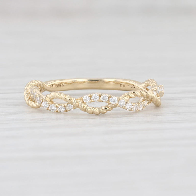 New 0.16ctw Woven Diamond Ring 14k Yellow Gold Size 6.5 Wedding Stackable Band