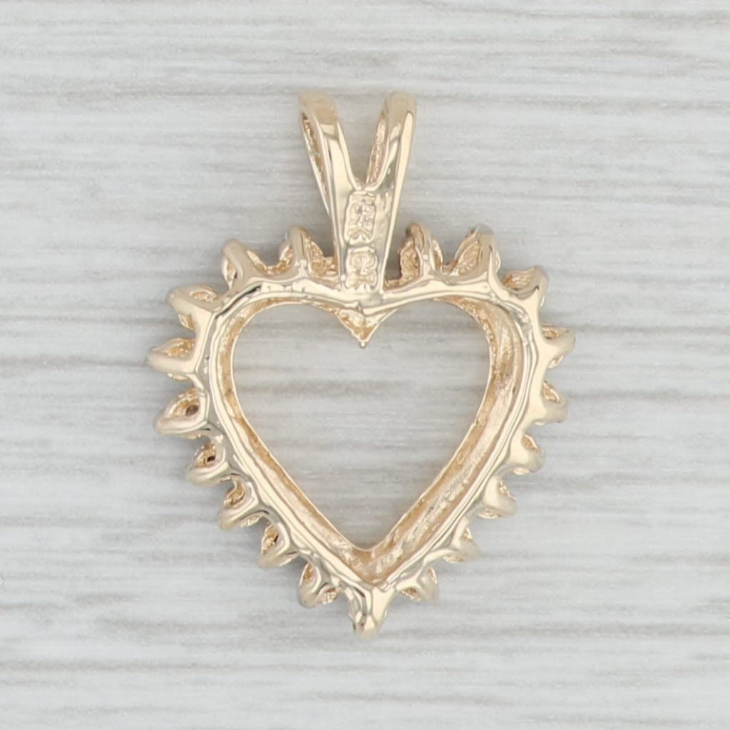 Light Gray Diamond Open Heart Pendant 10k Yellow Gold April Birthstone