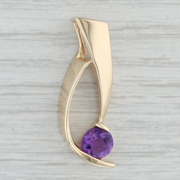 Gray Abstract 1.25ct Amethyst Solitaire Pendant 14k Yellow Gold