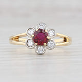 Light Gray 0.60ctw Ruby Diamond Halo Flower Ring 14k Gold Size 7 Engagement
