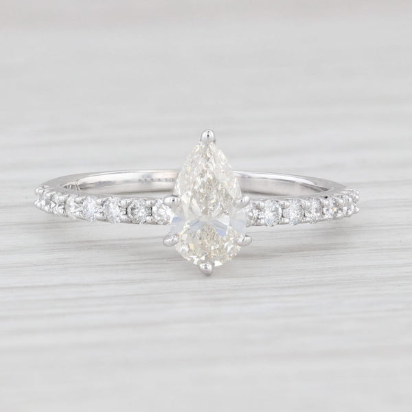Light Gray 0.98ctw Pear Diamond Engagement Ring 14k White Gold Size 6.75