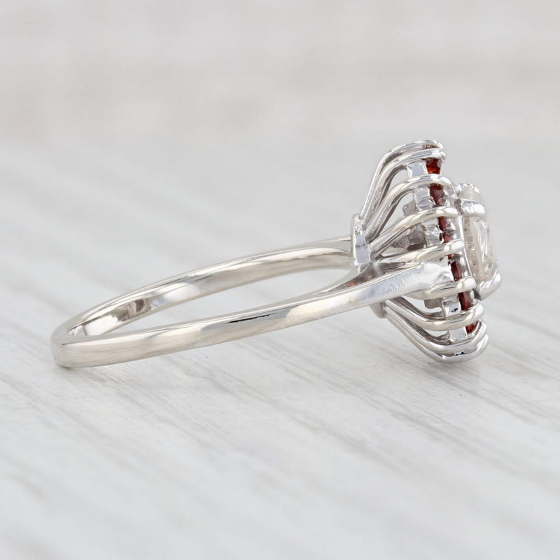 Light Gray 0.85ct Diamond Orange Spessartine Halo Ring 14k White Gold Size 6.5 Engagement