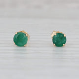 0.70ctw Round Green Emerald Stud Earrings 14k Yellow Gold May Birthstone
