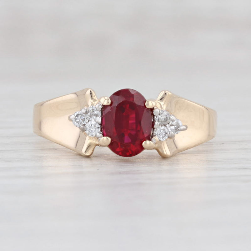 1.09ctw Ruby Diamond Ring 14k Yellow Gold Size 7.5 July Birthstone