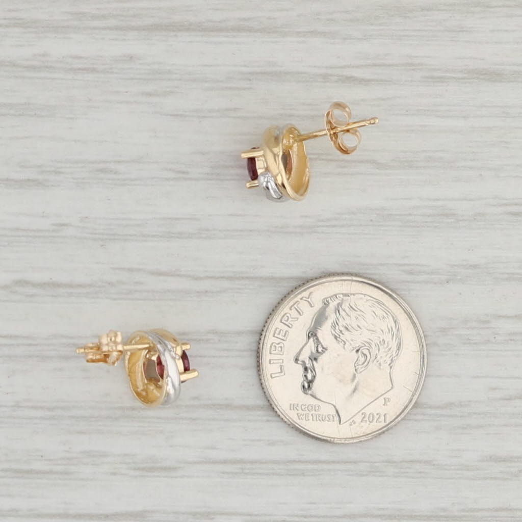 Light Gray New 0.80ctw Round Garnet Knot Stud Earrings 14k Gold January Birthstone