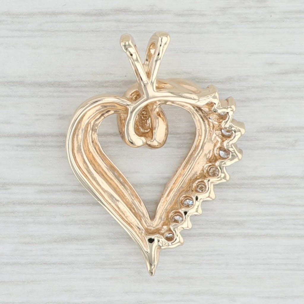 Light Gray 0.26ctw VS2 Diamond Open Heart Pendant 14k Yellow Gold