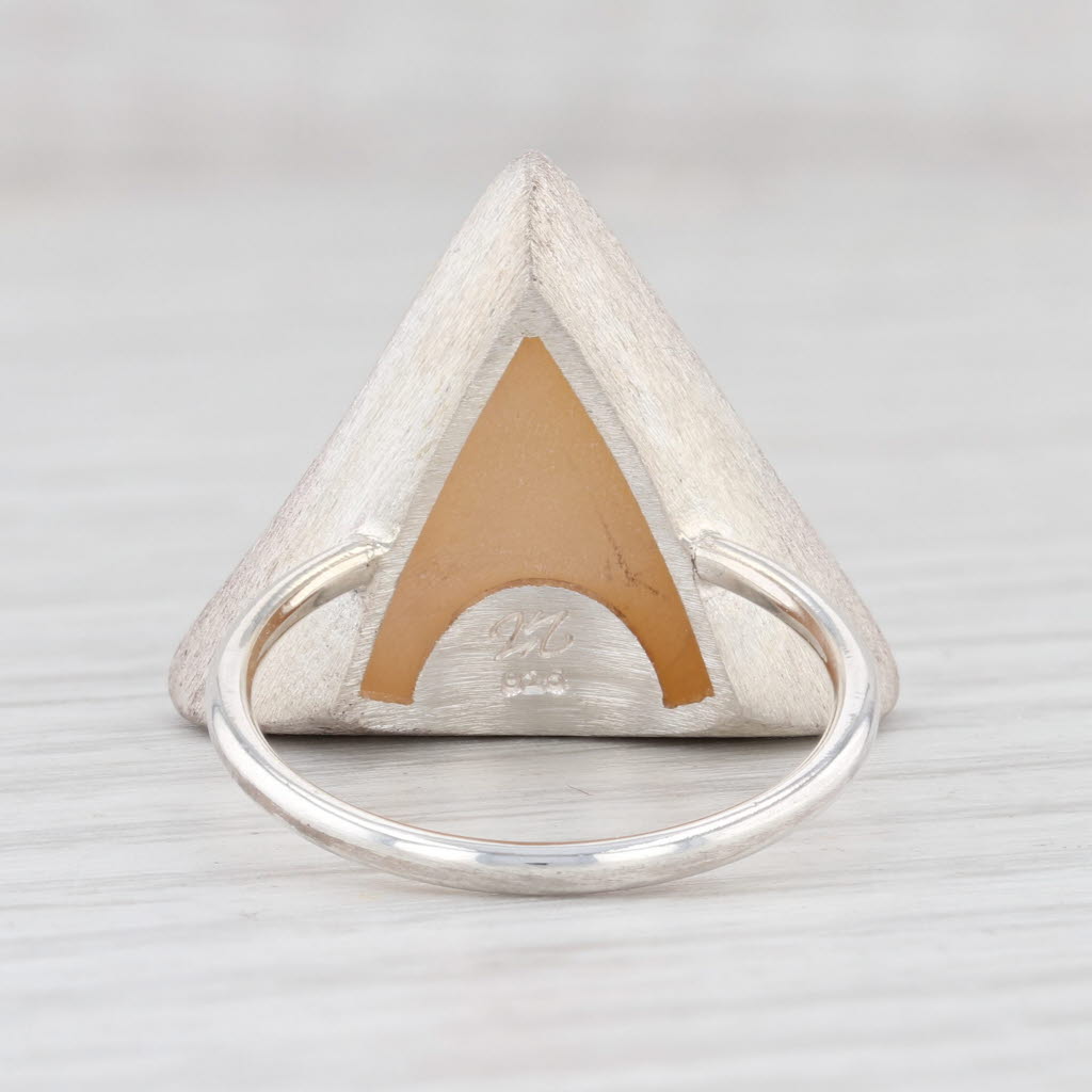 Light Gray New Nina Nguyen Bamboo Trio Sand Druzy Quartz Ring Sterling Silver Size 7