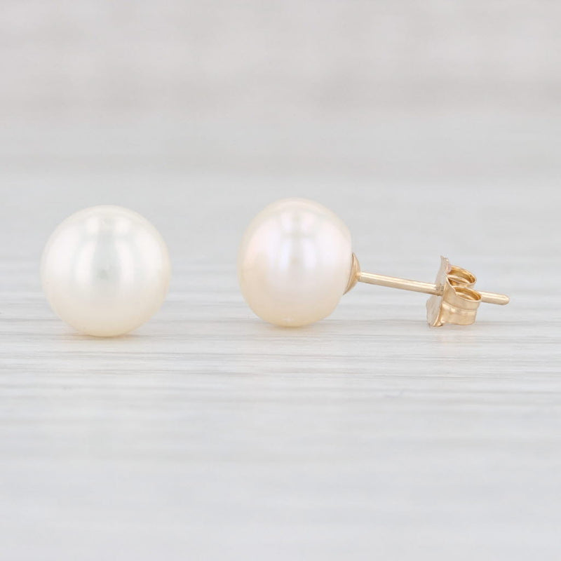 Freshwater Cultured Pearl Stud Earrings 14k Yellow Gold June Birthstone