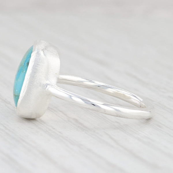 Light Gray New Nina Nguyen Marbled Turquoise Ring Sterling Silver Size 7 Solitaire