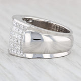 Light Gray 3ctw Pave Diamond Cocktail Ring Platinum Size 6.75-7 Wide Band