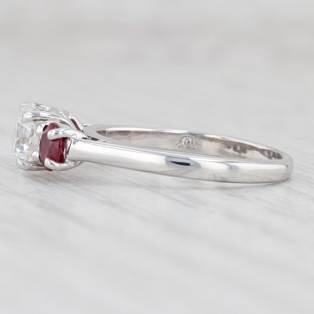 Light Gray 1.50ctw VS2 Diamond Ruby Ring 14k White Gold Size 5 Round Brilliant GIA