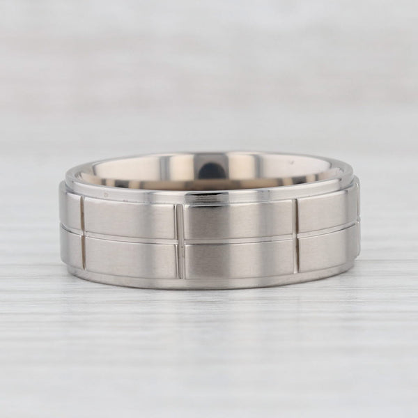 Light Gray New Beveled Brushed Titanium Ring Wedding Band Size 11.5