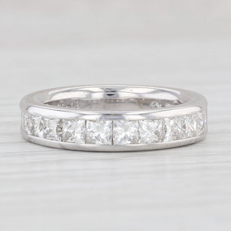 Light Gray 1.20ctw LEO Princess Diamond Band 14k White Gold Size 5 Wedding Ring GSI Card