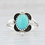 Native American Ring Sterling Silver Size 5.75 Imitation Turquoise Solitarie