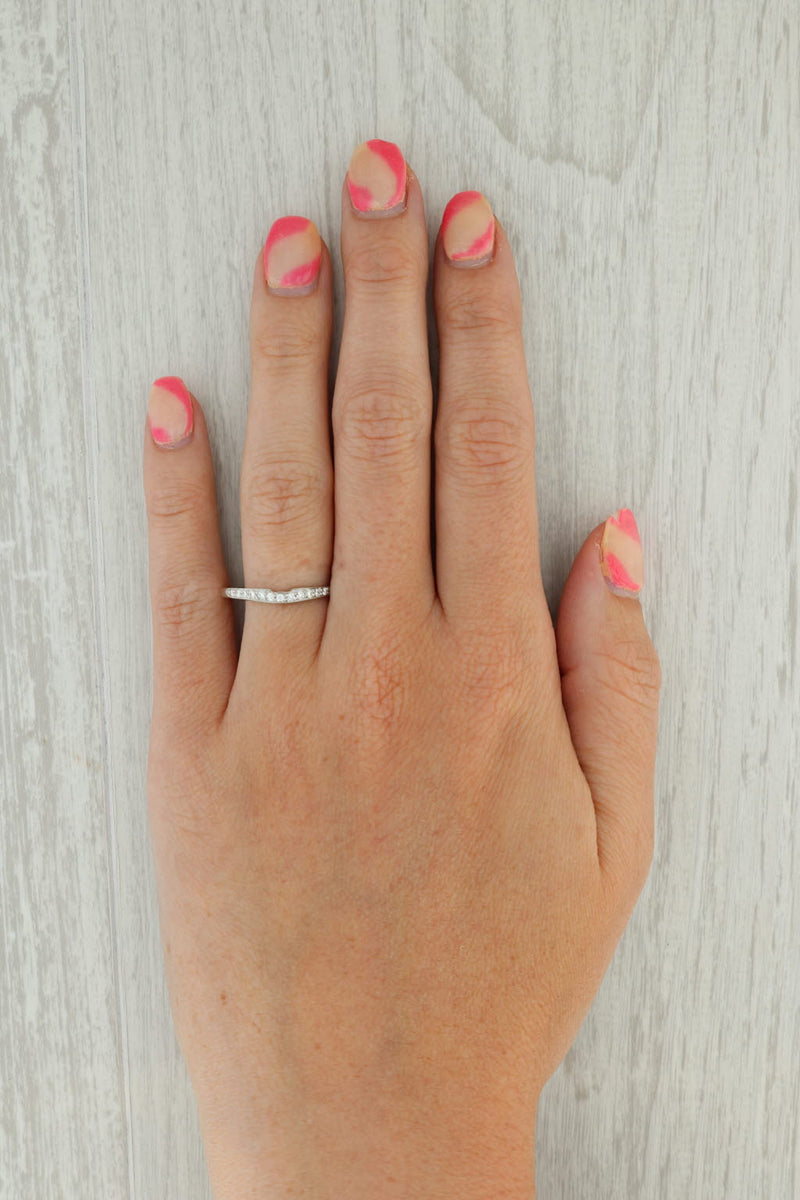 Gray Krementz Diamond Band Platinum Wedding Ring Notched Guard Stackable Ring Size 8