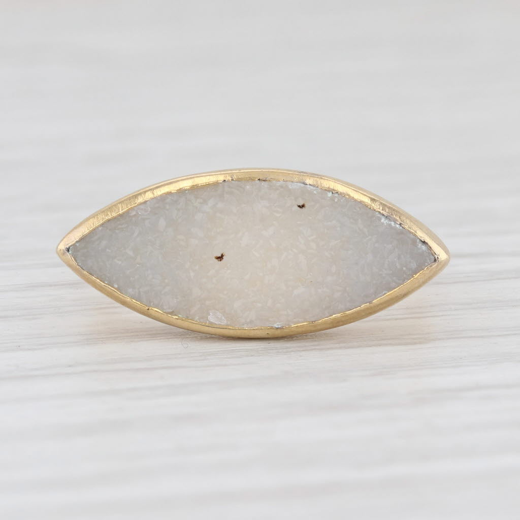 Light Gray New Nina Nguyen White Druzy Quartz Ring Sz 7 Sterling Silver 22k Gold Vermeil