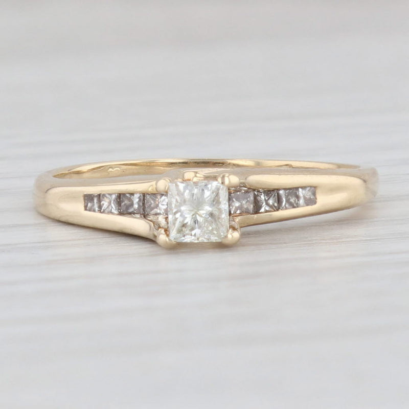 Light Gray 0.50ctw Princess Diamond Engagement Ring 14k Yellow Gold Size 9.75