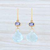 Lavender Mallary Marks Briolette Aquamarine Tanzanite Earrings 22k 18k Gold Blue Stone