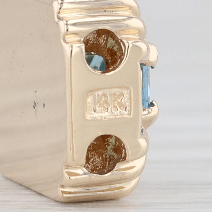 Light Gray 0.58ctw Blue Topaz Slide Charm 14k Yellow Gold Vintage Goldman Kolber