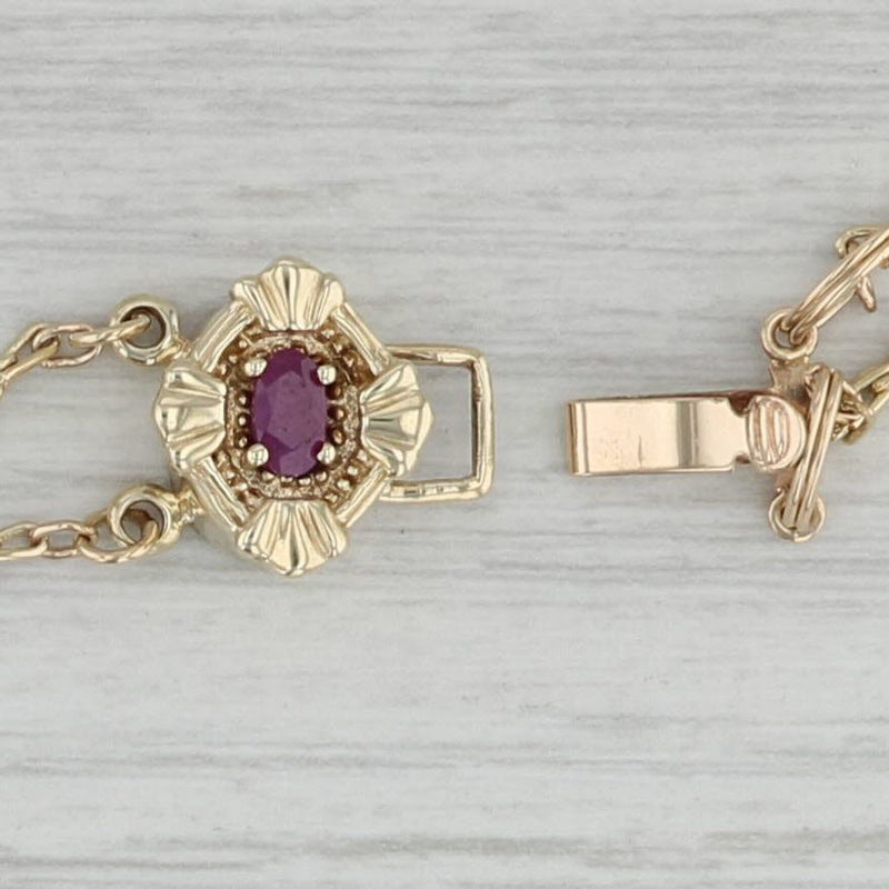 0.30ct Ruby Slide Charm Bracelet 10k 14k Yellow Gold Vintage DDH 7.25"