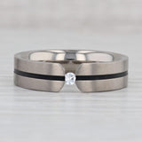 New Cubic Zirconia Titanium Ring Size 10 Men's Wedding Band Comfort Fit