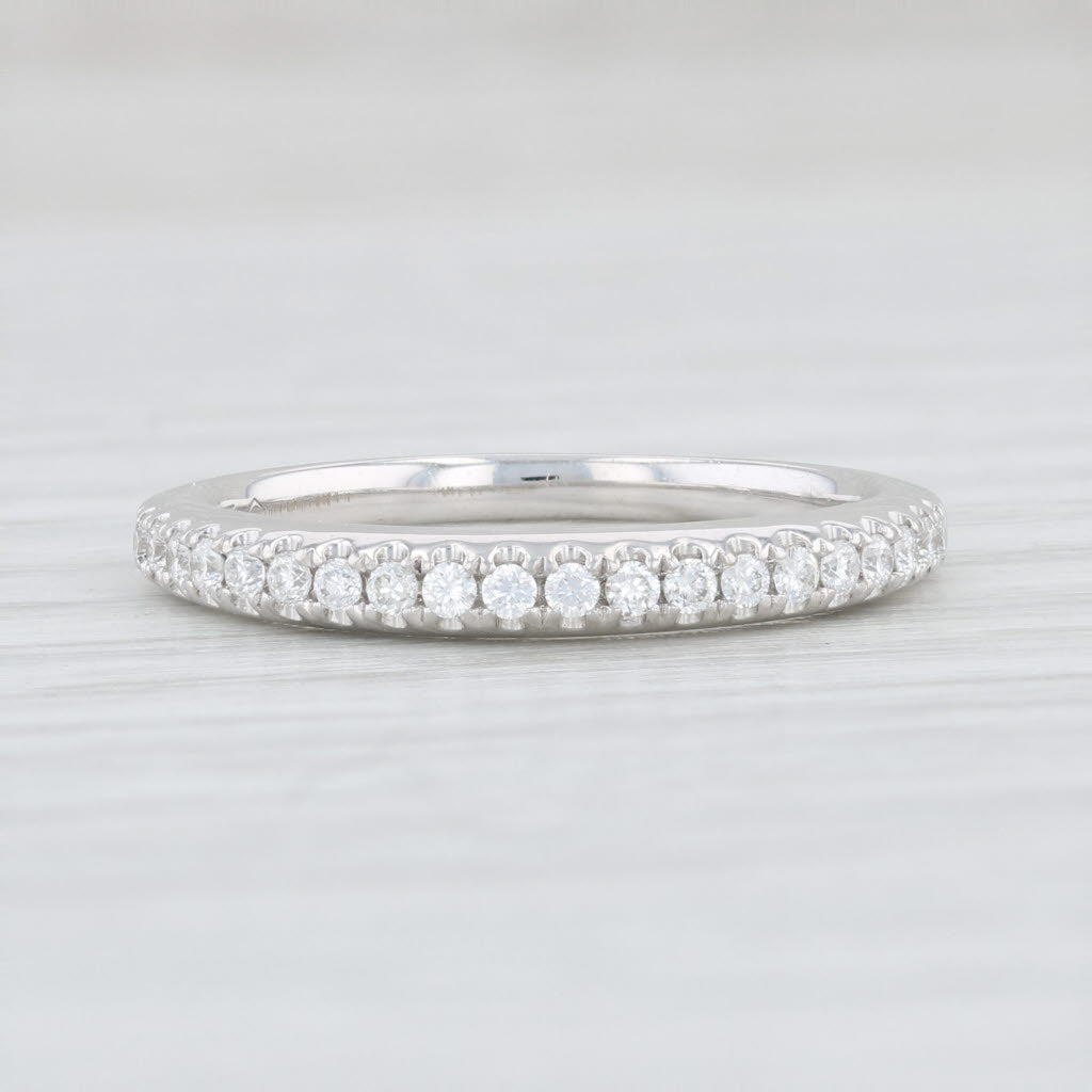 Light Gray 0.20ctw Diamond Wedding Ring 14k White Gold Size 6.5 Women's Band Pave Set