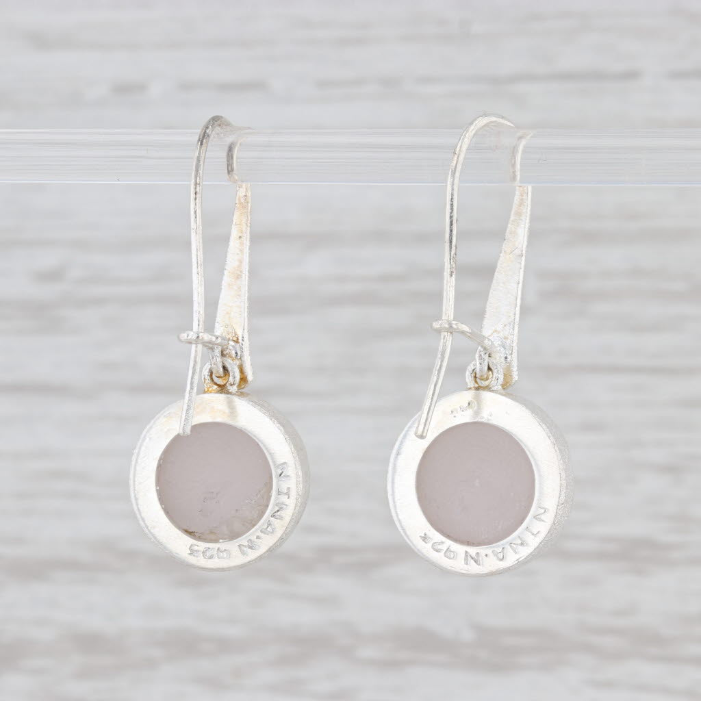 Light Gray New Nina Nguyen White Druzy Quartz Drop Earrings Sterling Silver Hook Posts