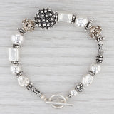 New Bead Statement Bracelet Sterling Silver 6.75" Wire Strand Toggle Clasp