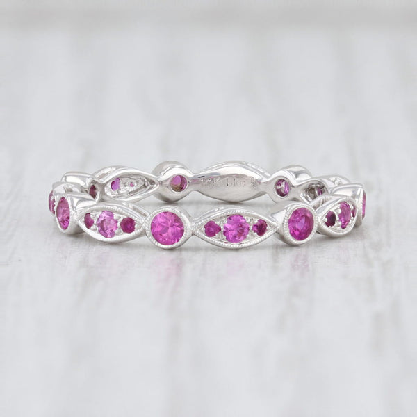Light Gray New Beverley K .63ctw Ruby Eternity Ring 14k White Gold Size 5.75 Stackable Band
