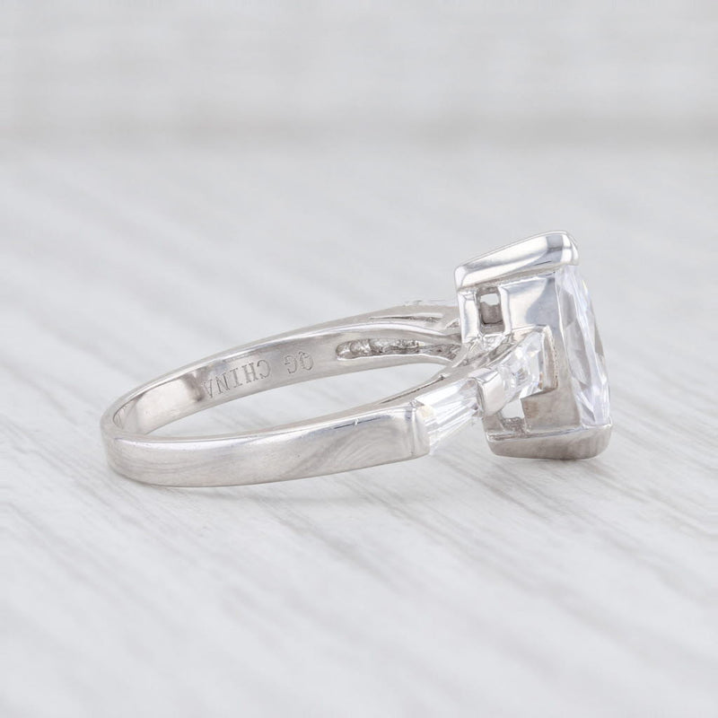 New CZ Marquise Solitaire Ring Sterling Silver Sz 7.5 Cubic Zirconias Engagement